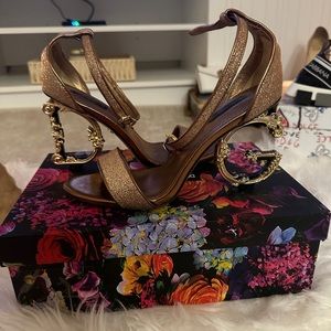 Dolce & Gabbana Gold Heel Ankle Strap